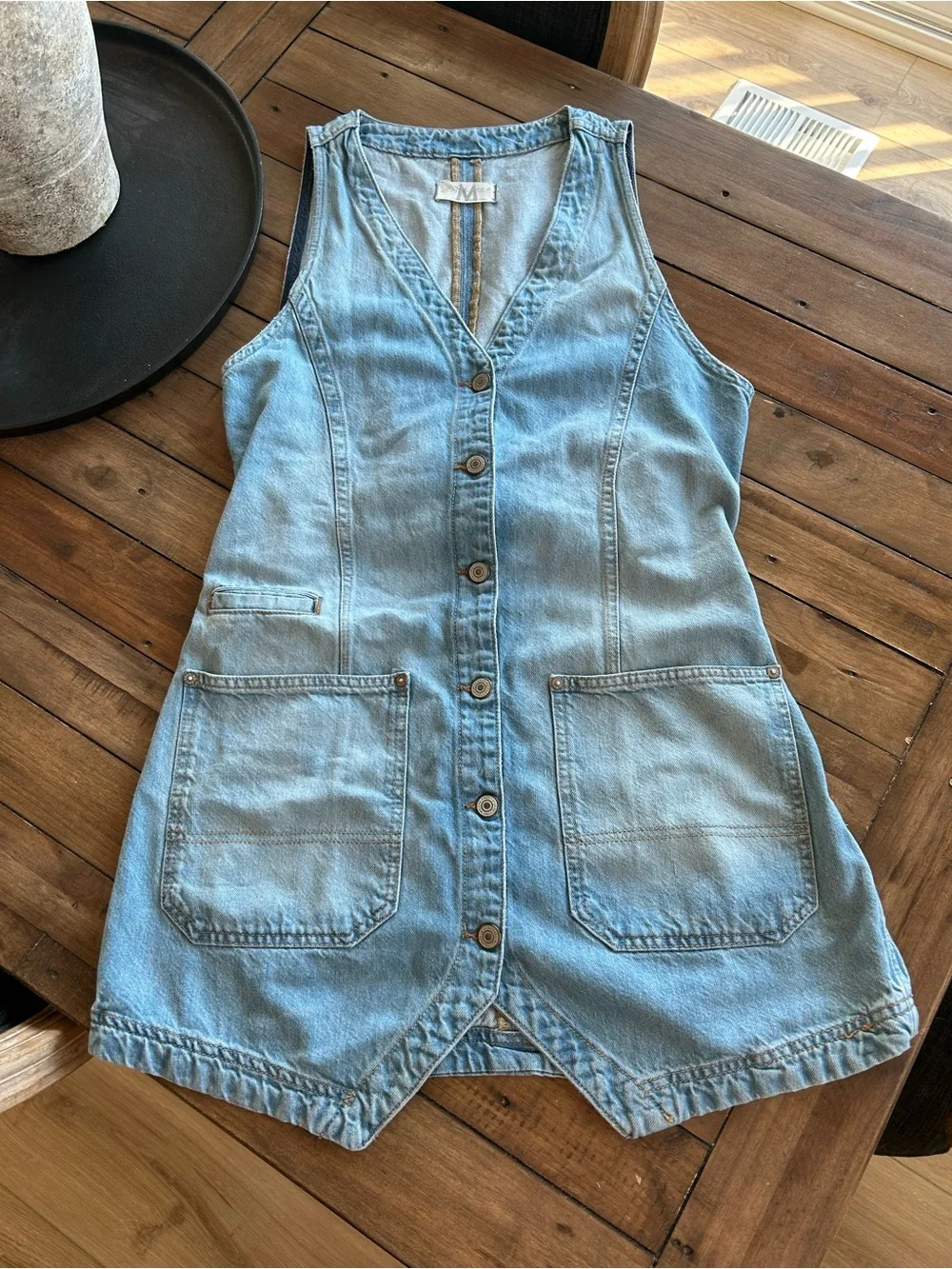 Free People We the Free Out of Office Vest Dress Denim M